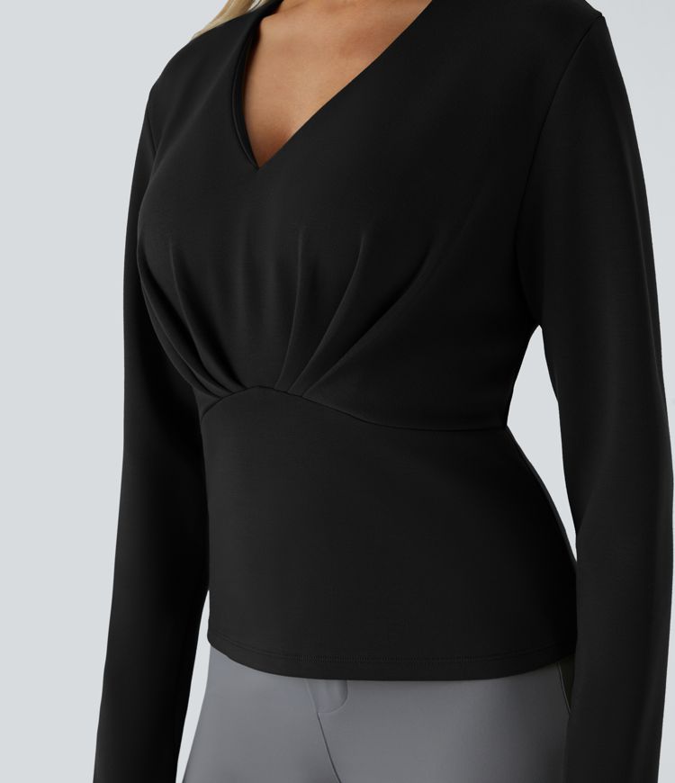 V Neck Long Sleeve Work Top