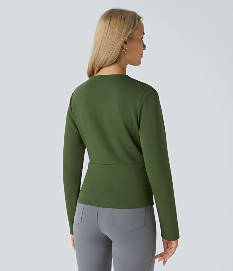 V Neck Long Sleeve Work Top