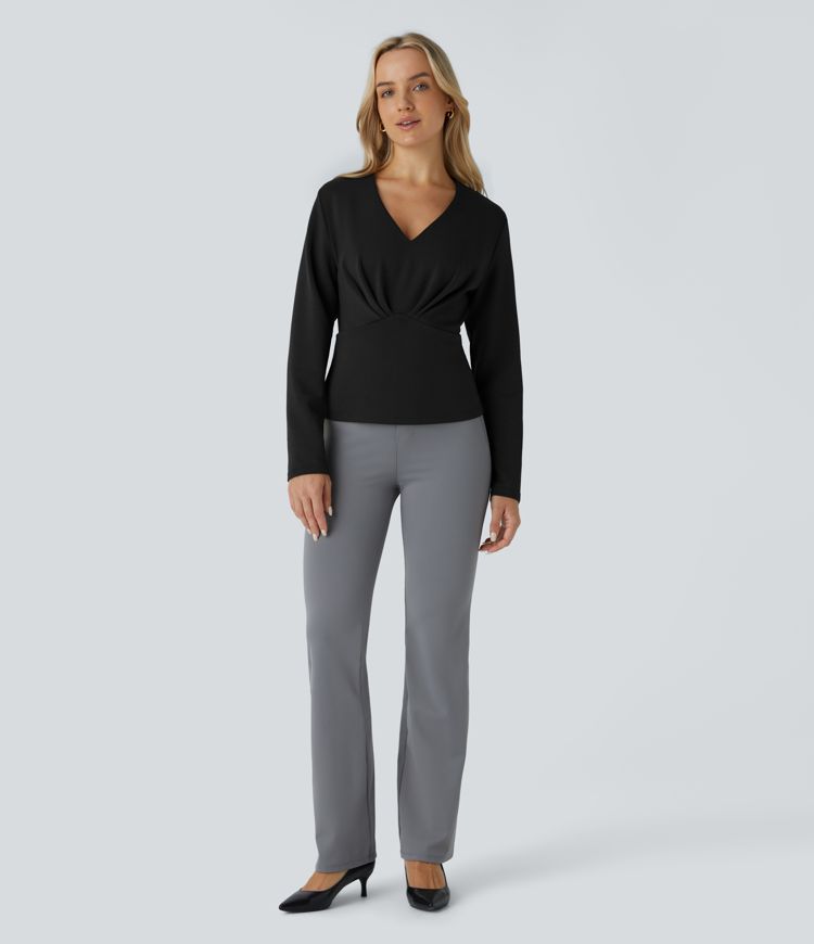 V Neck Long Sleeve Work Top