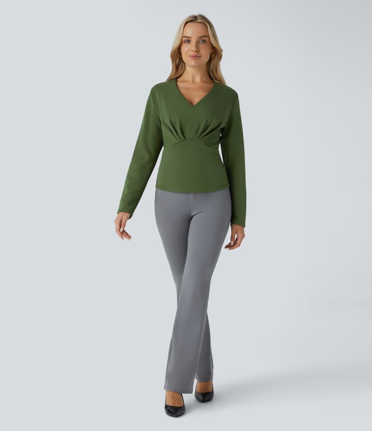 V Neck Long Sleeve Work Top