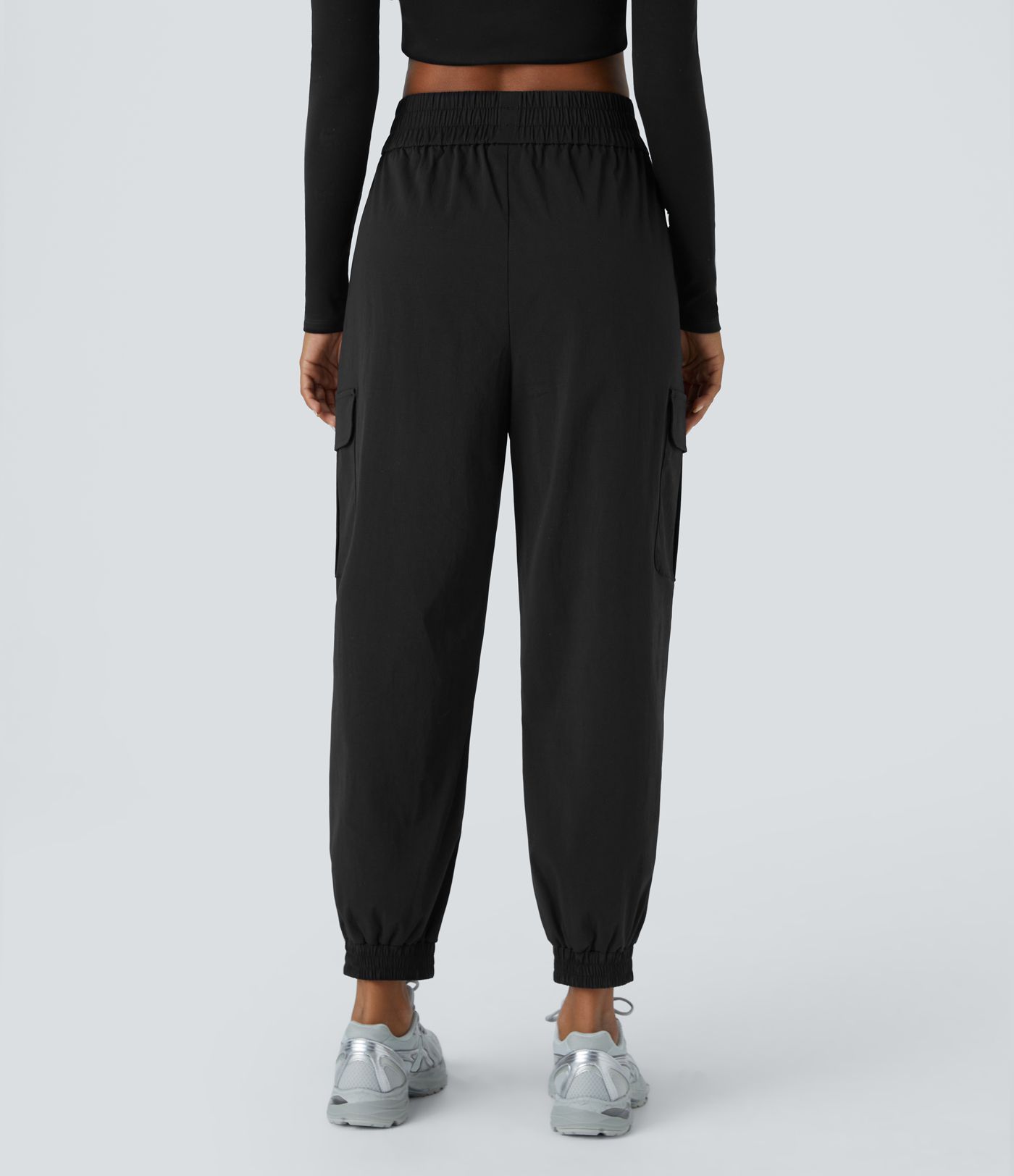 Wasserabweisende Cargo-Jogginghose mit mittlerer Steighöhe, Kordelzug und Taschen aus Ripstop-Stoff für Camping