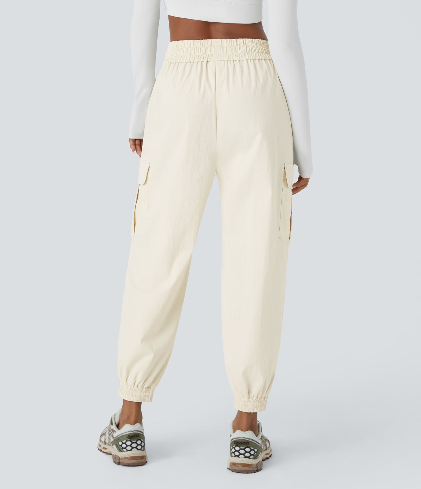 Joggers cargo acampar tiro medio repelente agua cordón múltiple bolsillo antidesgarro