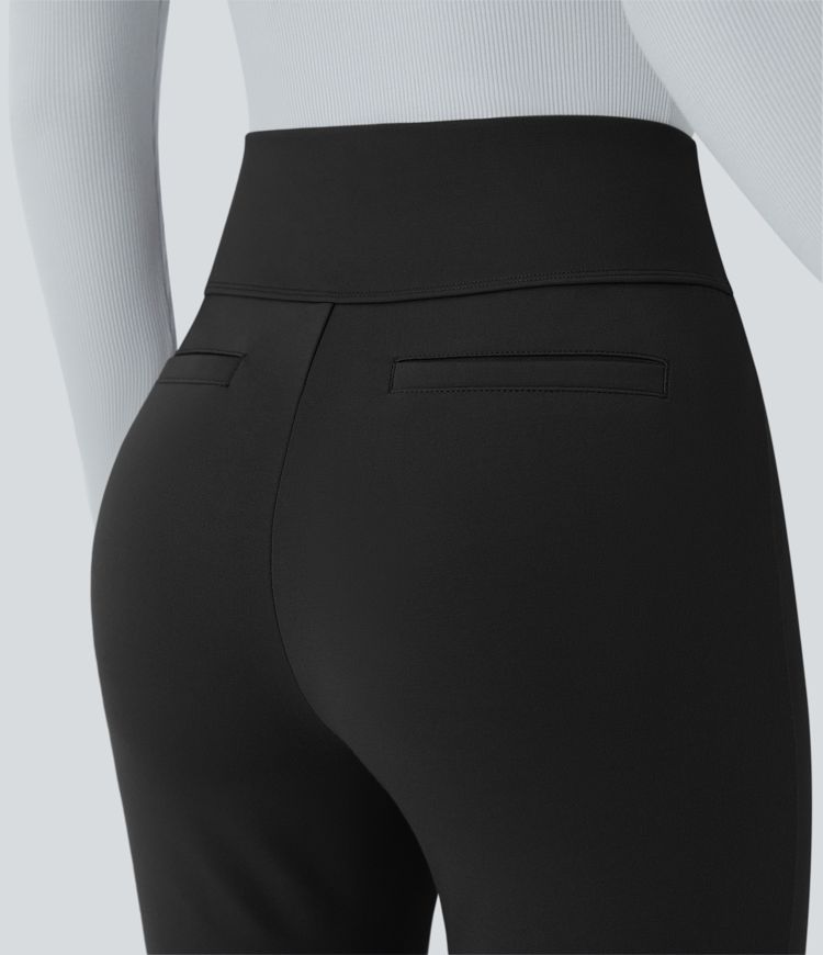 Halara Flex™ Pantalon tailleur à taille haute, boutons décoratifs, poches arrière et coupe légèrement évasée