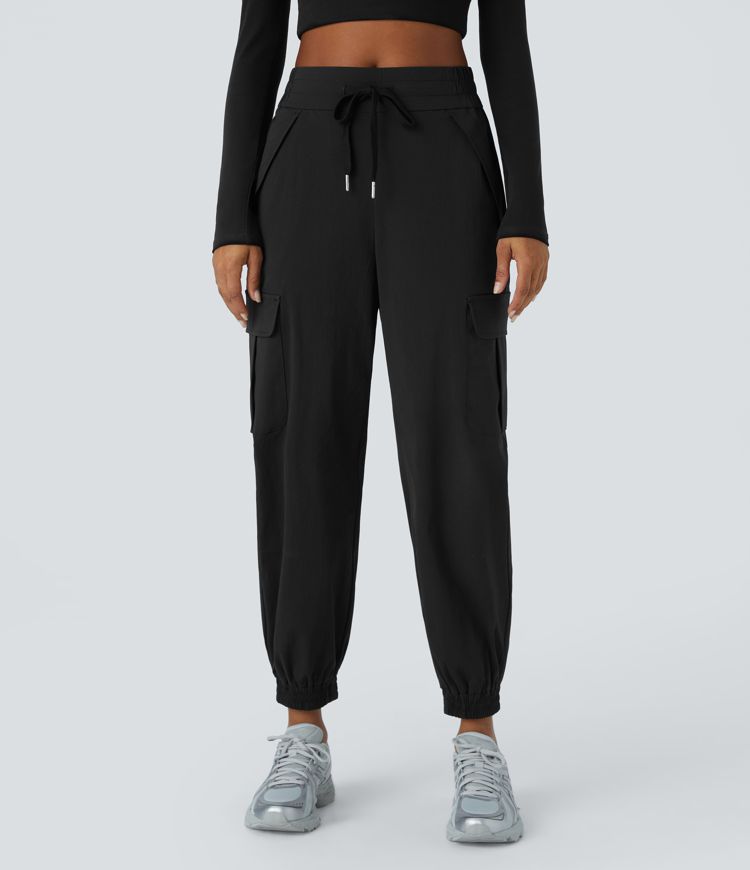 Water Repellent Mid Rise Drawstring Pockets Ripstop Camping Cargo Joggers