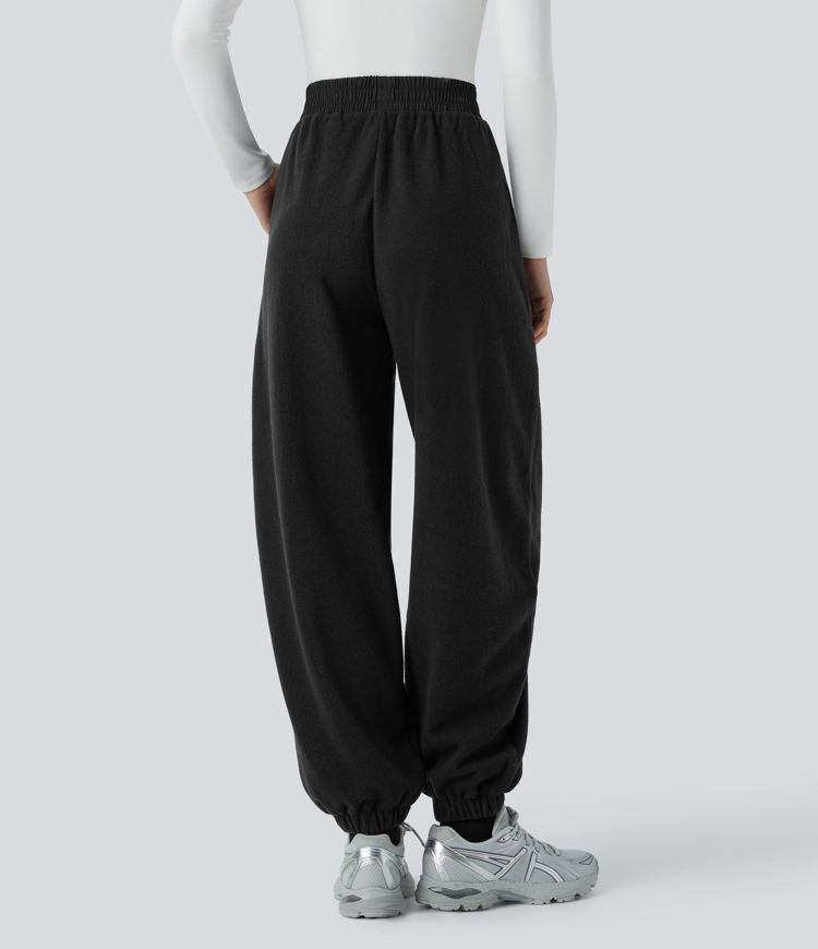 Pantalón deportivo camping polar bolsillo lateral tiro alto