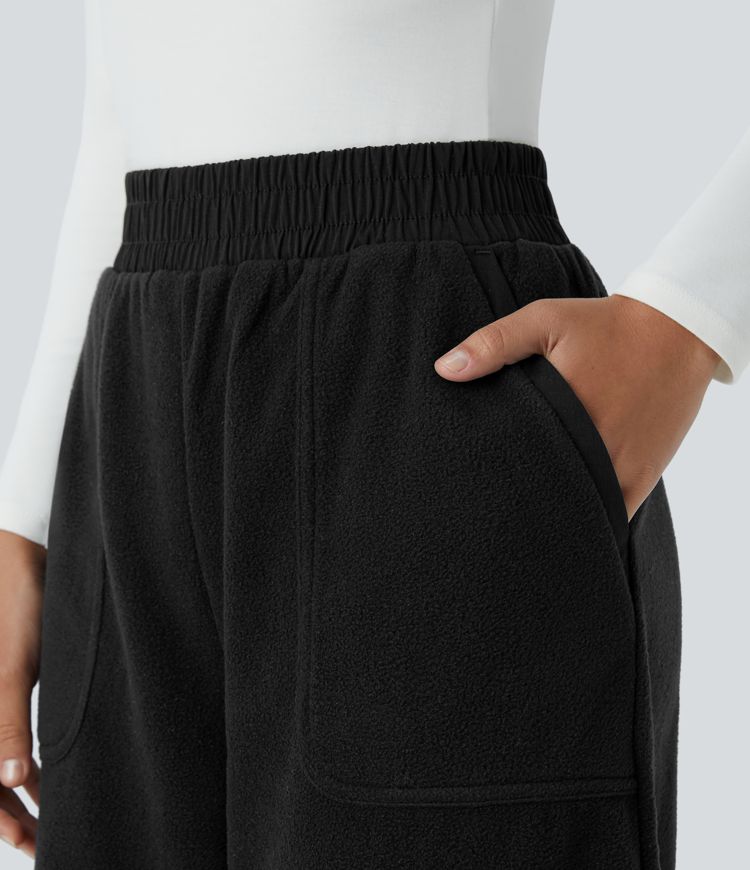 Pantalón deportivo camping polar bolsillo lateral tiro alto