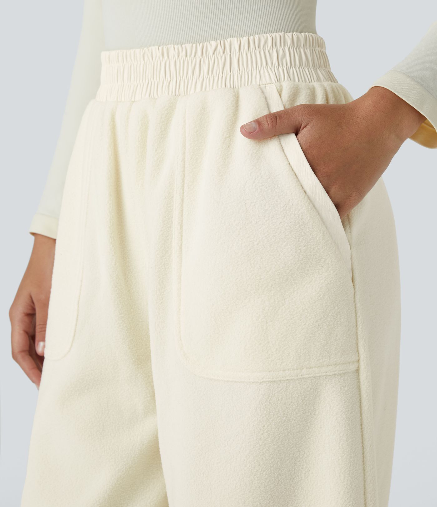 High Waisted Pocket Fleece Camping Joggers