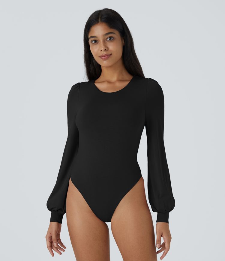 Round Neck Long Sleeve Casual Bodysuit