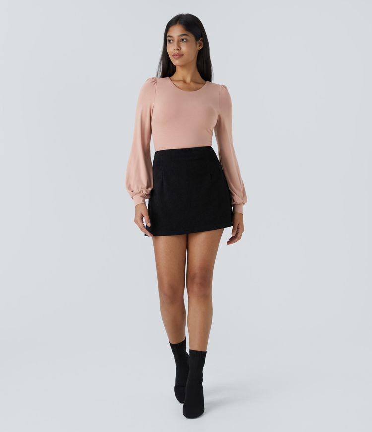 Round Neck Long Sleeve Button Casual Bodysuit