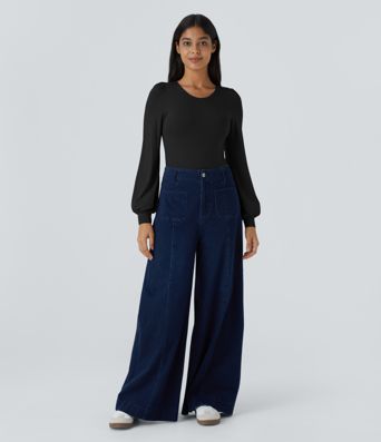 Round Neck Long Sleeve Casual Bodysuit