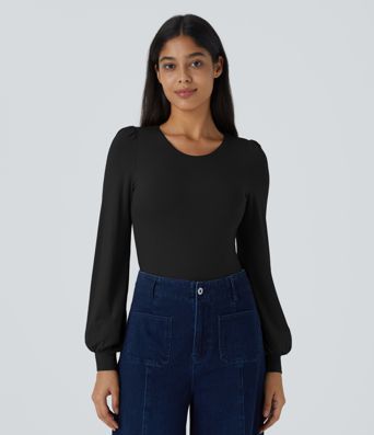 Round Neck Long Sleeve Casual Bodysuit