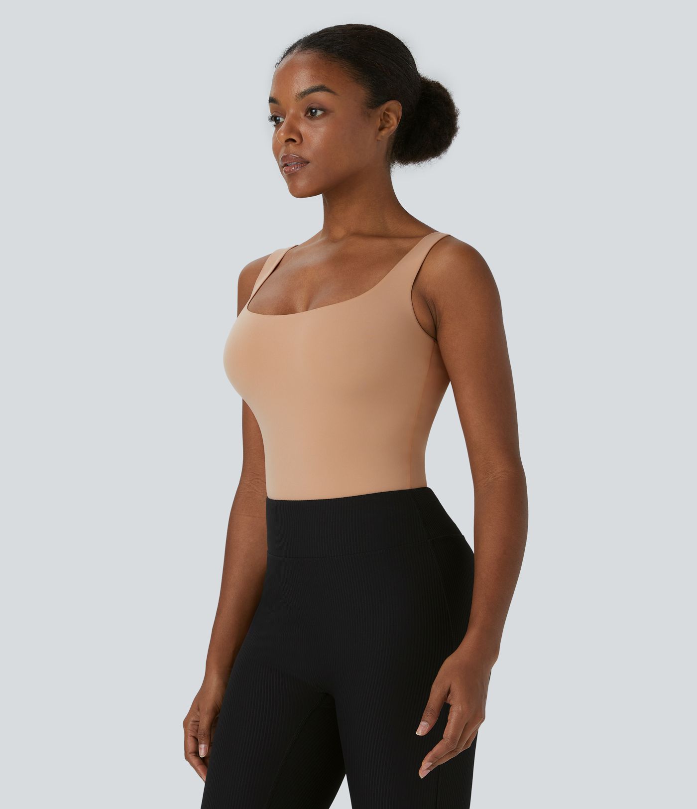 High stretch skin-friendly square neck backless button lounge underwear bodysuit