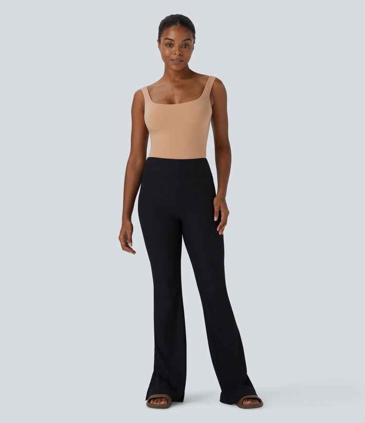 High stretch skin-friendly square neck backless button lounge underwear bodysuit