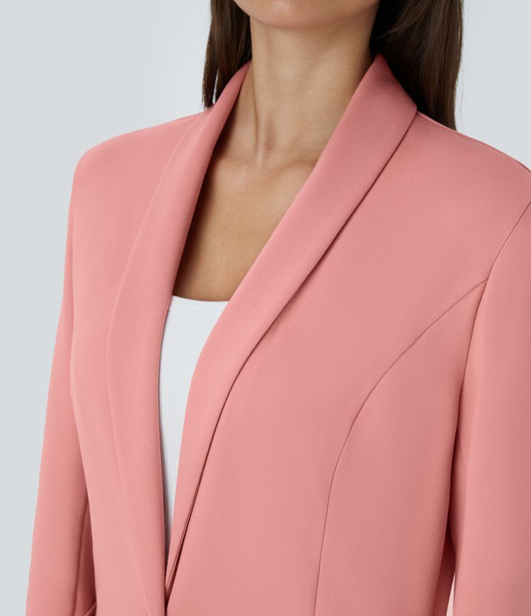 Blazer oficina cuello chal botón bolsillo delantero