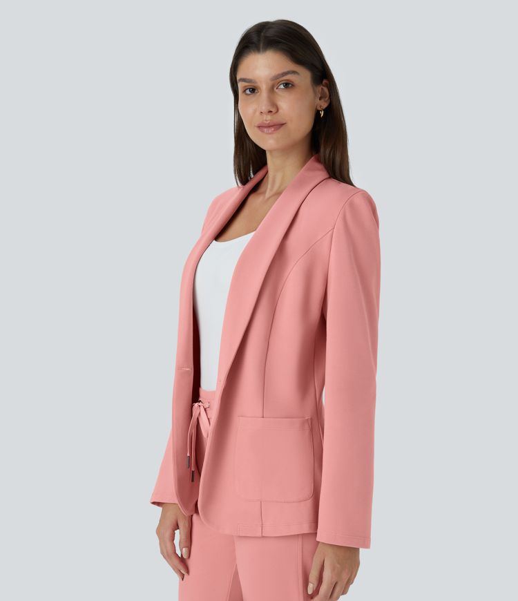 Blazer oficina cuello chal botón bolsillo delantero