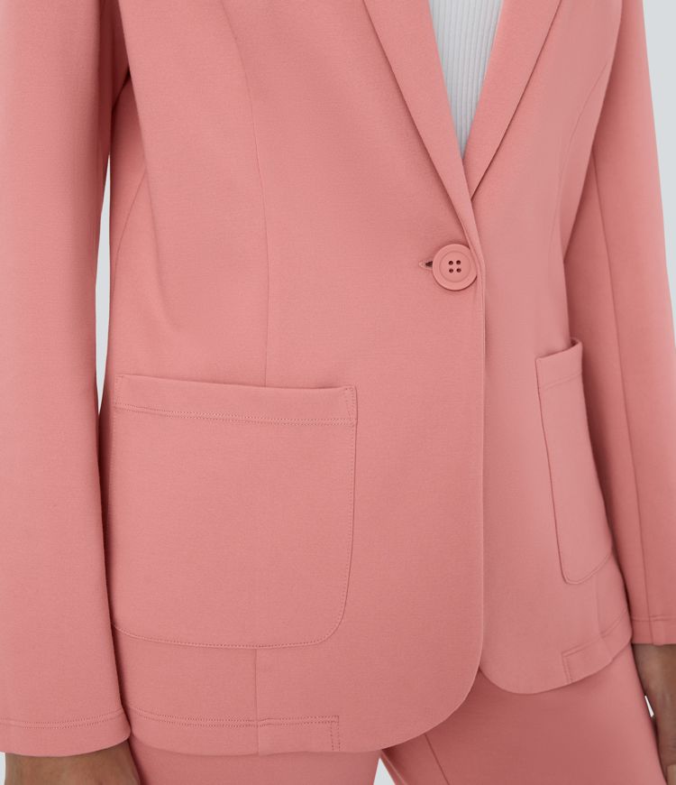 Blazer oficina cuello chal botón bolsillo delantero