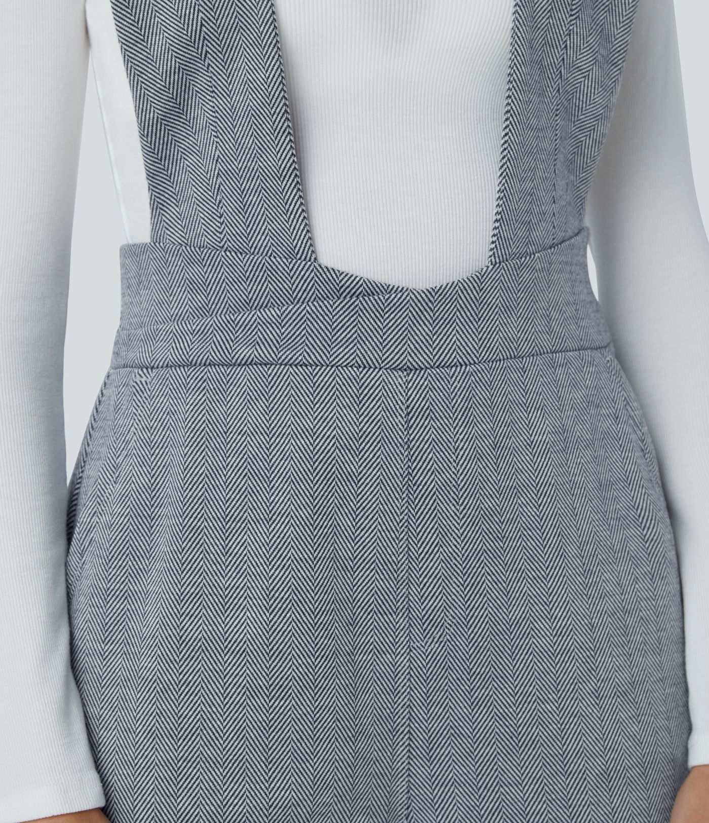 Wide strap decorative button side pocket herringbone overall