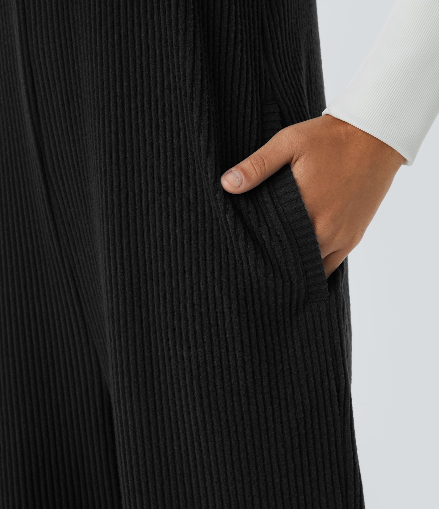 Gerippte Strick-Taschen Casual Latzhose