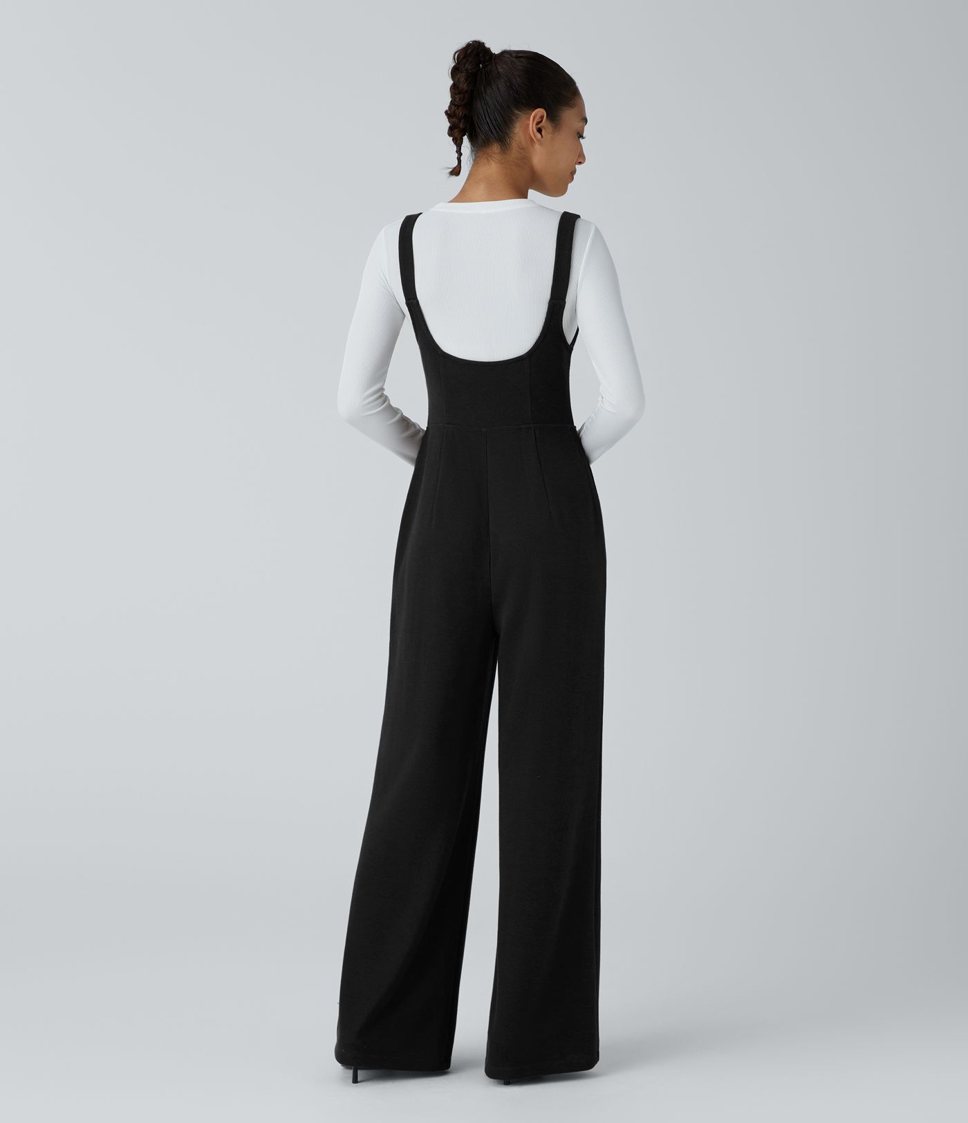 Sleeveless Decorative Pocket Work Suspender Jumpsuit