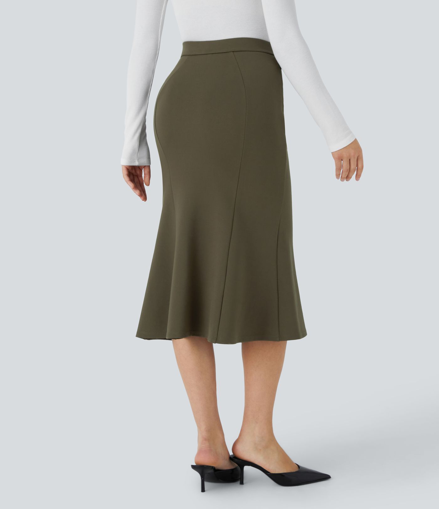 Falda sirena oficina tiro alto bolsillo lateral cremallera