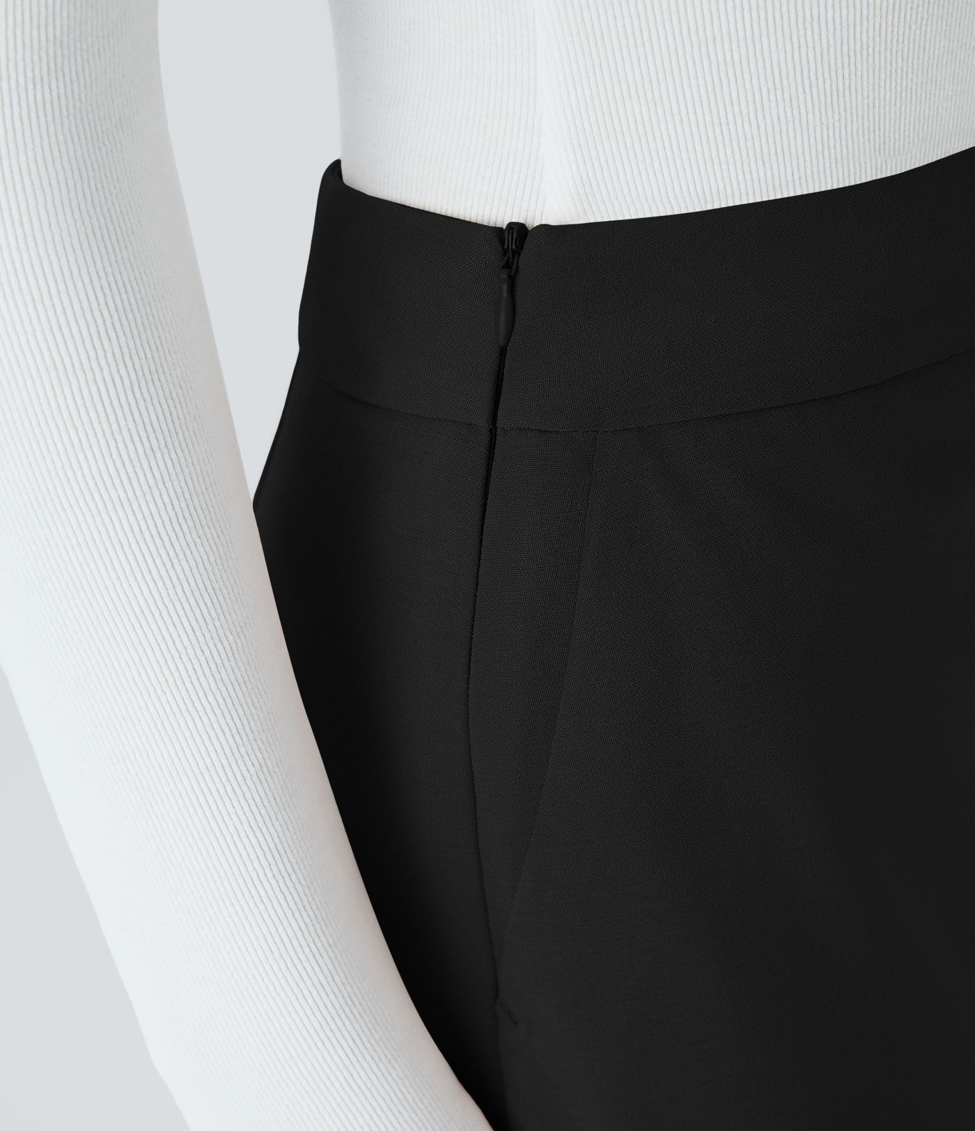 Falda oficina recta tiro alto bolsillo lateral cremallera invisible dobladillo dividido 2 en 1