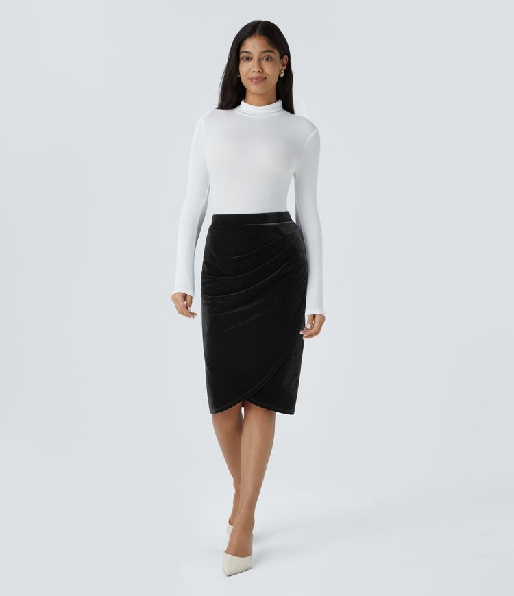 【hanttam】[ Tulip ] Shoulder Skirt - BLACK Black Tulip Hem Skirt – Embolden