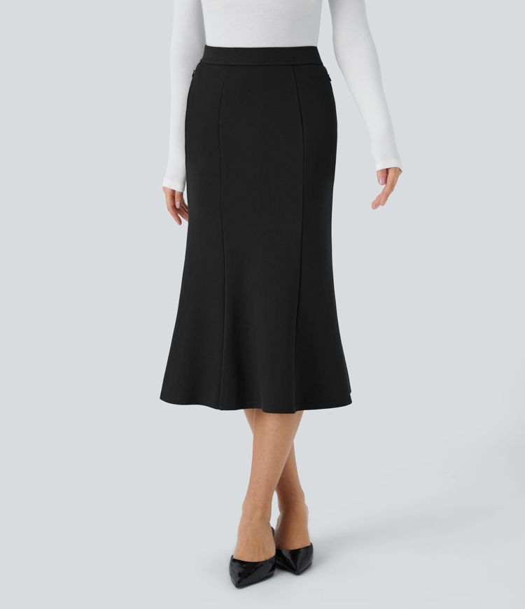 Falda sirena oficina tiro alto bolsillo lateral cremallera