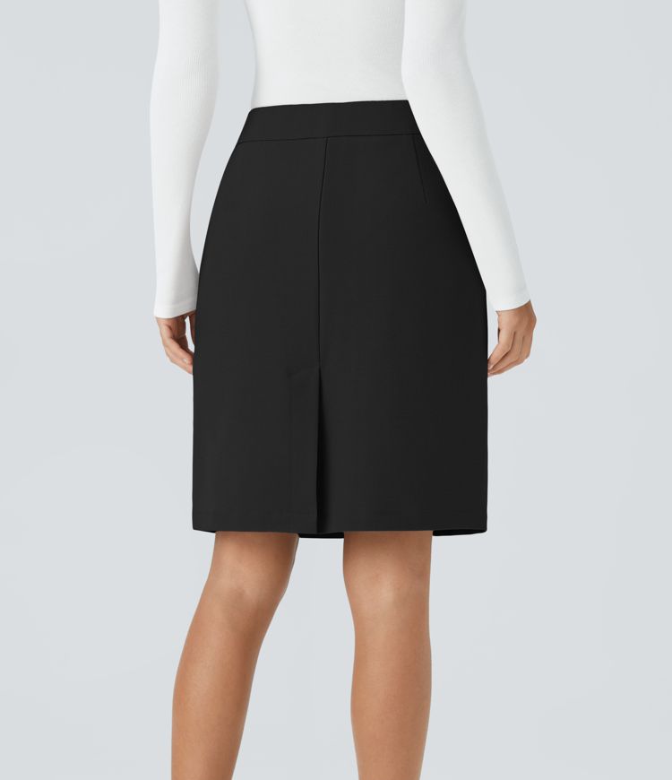 Women's High Waisted Pocket 2-in-1 Hem Straight Work Skirt Halara