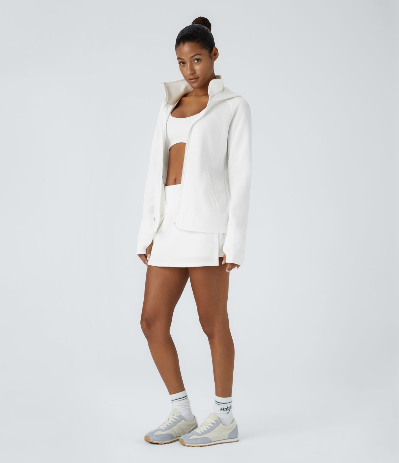 Mid Rise Side 2-in-1 Fleece Mini Casual Skirt