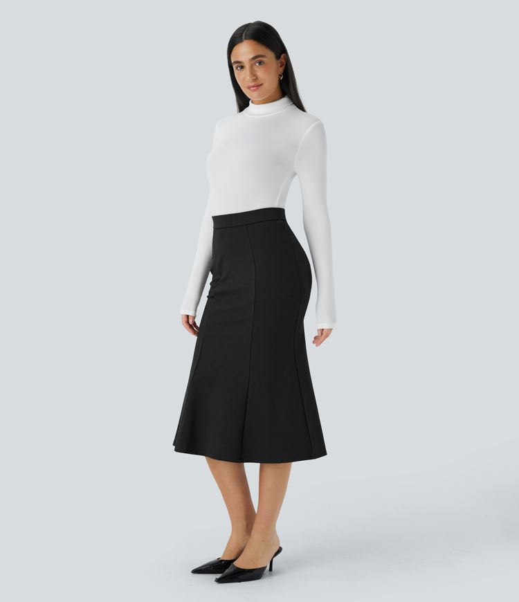 Falda sirena oficina tiro alto bolsillo lateral cremallera