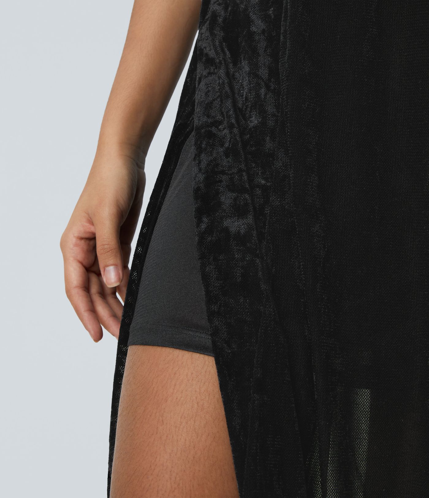 Sheer High Waisted Velvet Maxi Skirt