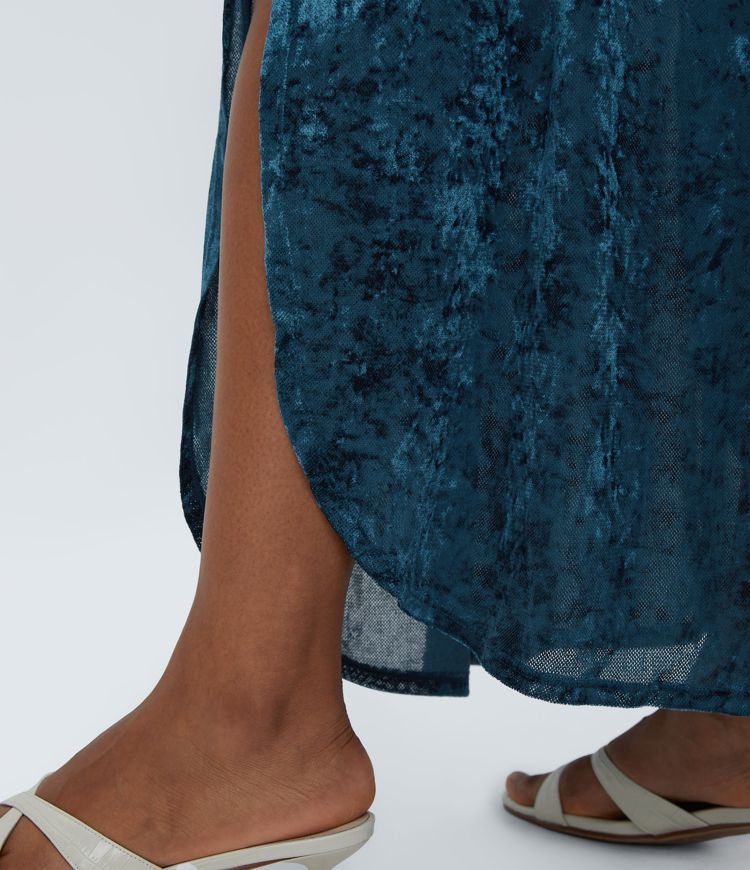 Transparenter, hoch taillierter Samt-Maxirock