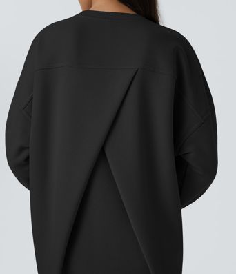 Sweat-shirt décontracté en polaire, col rond, manches longues, poches latérales, coupe oversize