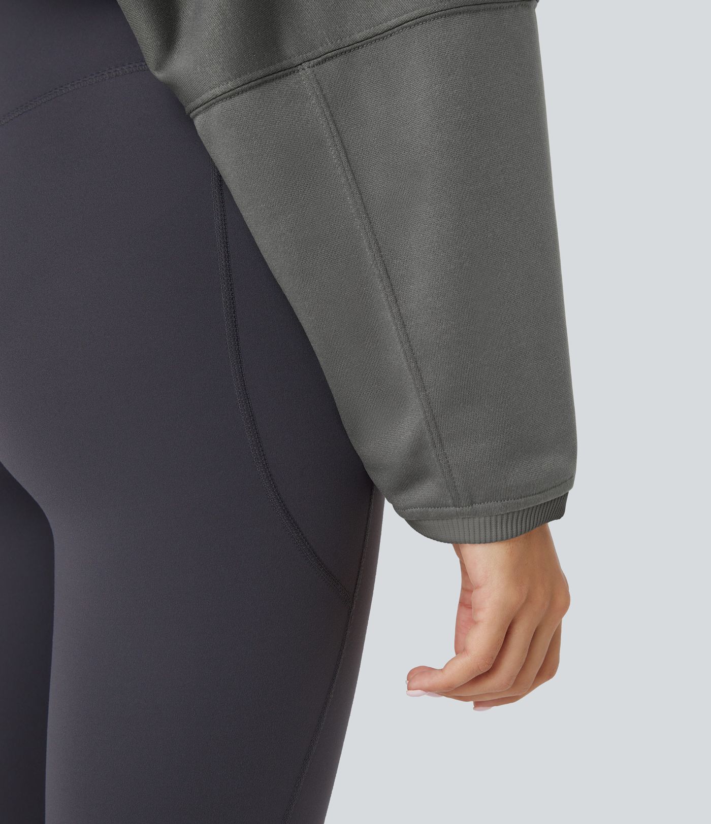 Round Neck Batwing Sleeve Cropped Relaxed Casual Sweatshirt