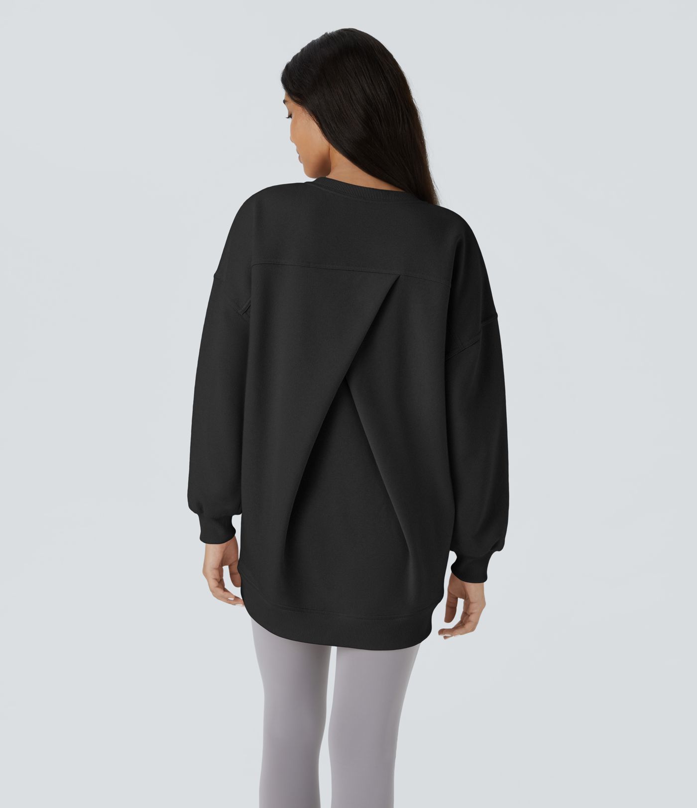 Sweat-shirt décontracté en polaire, col rond, manches longues, poches latérales, coupe oversize