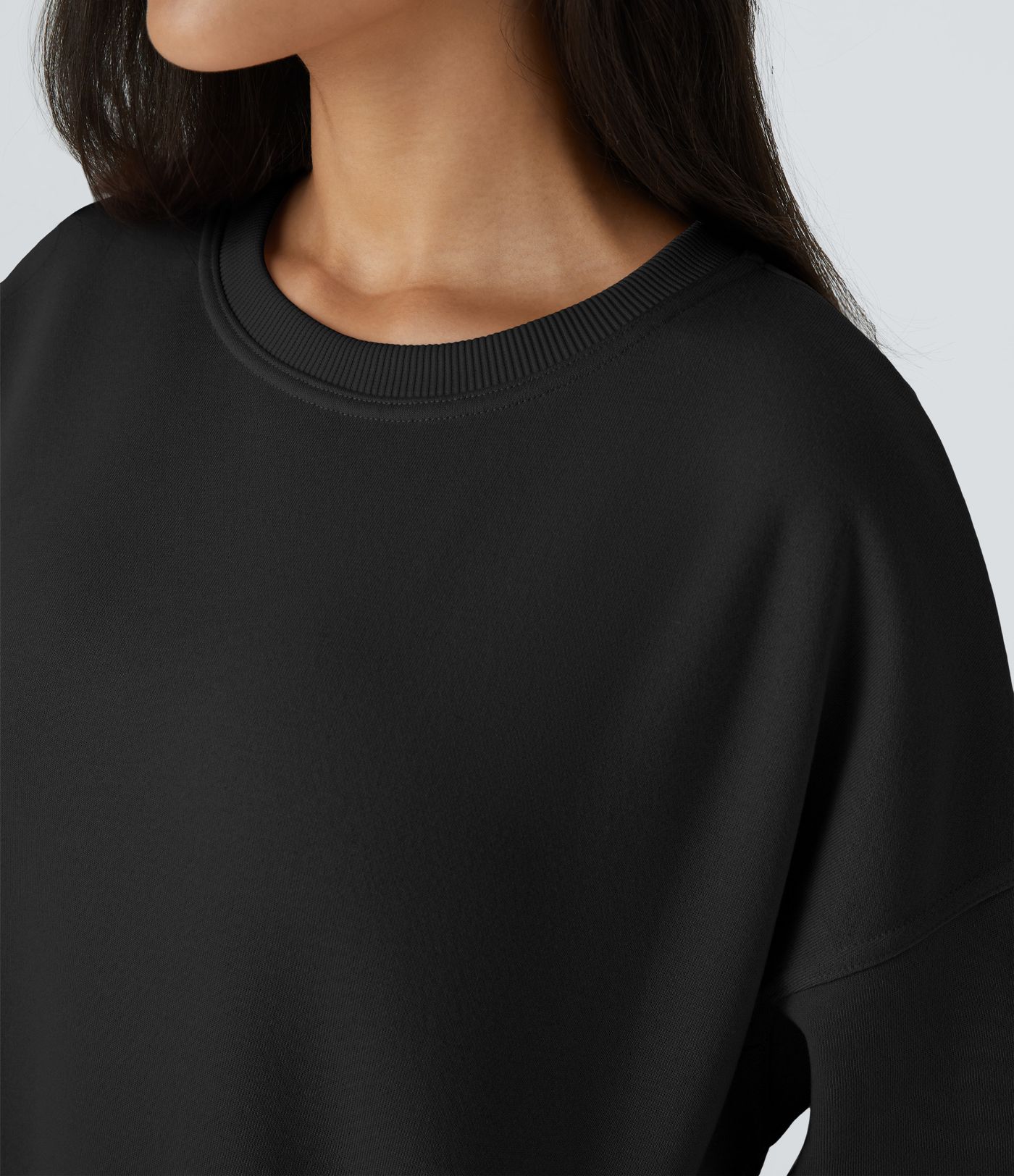 Sweat-shirt décontracté en polaire, col rond, manches longues, poches latérales, coupe oversize