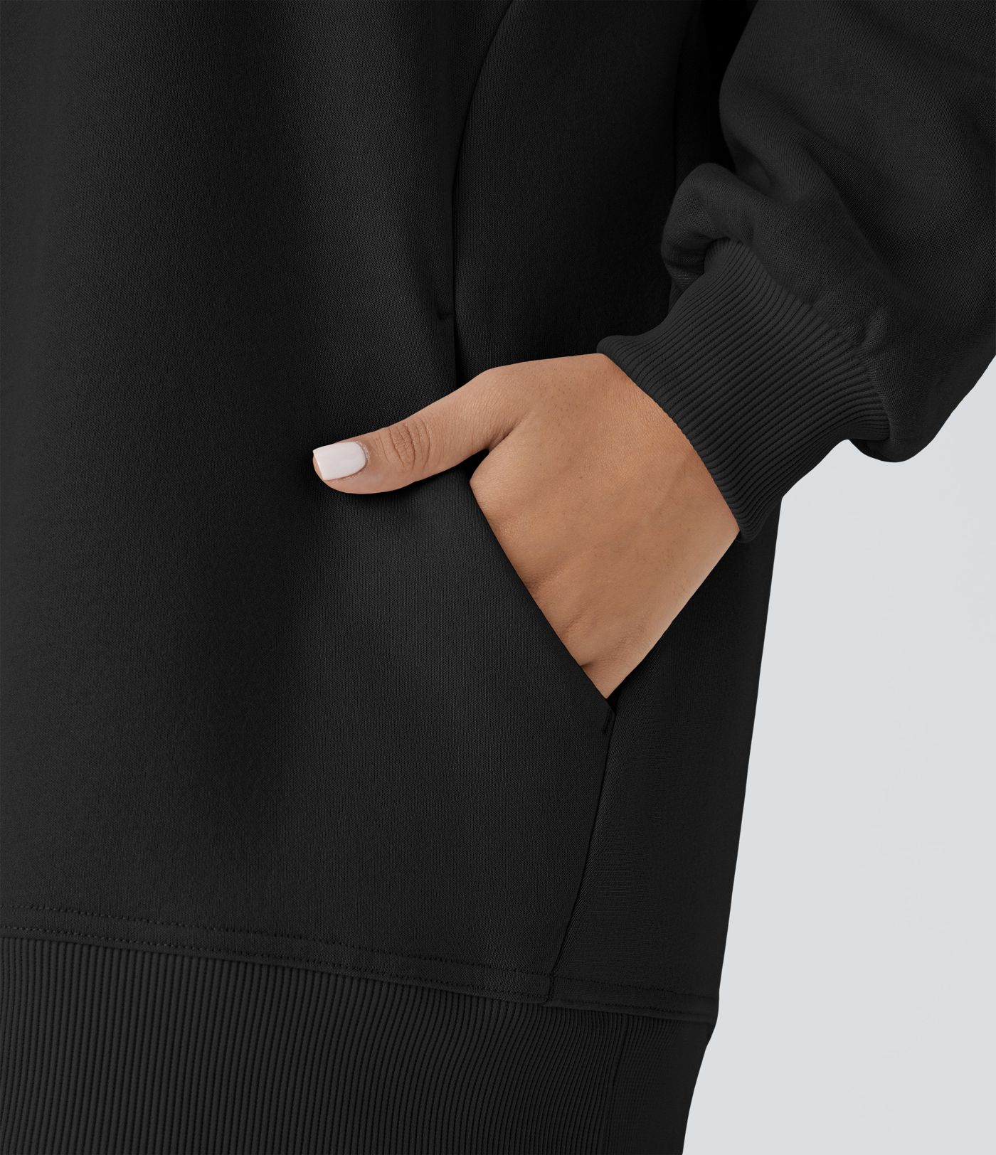 Sweat-shirt décontracté en polaire, col rond, manches longues, poches latérales, coupe oversize