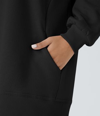 Sweat-shirt décontracté en polaire, col rond, manches longues, poches latérales, coupe oversize