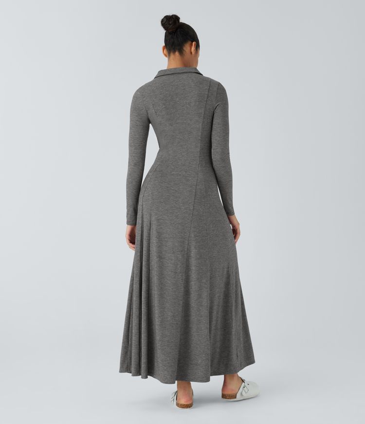 Long Sleeve Flare Maxi Casual Dress