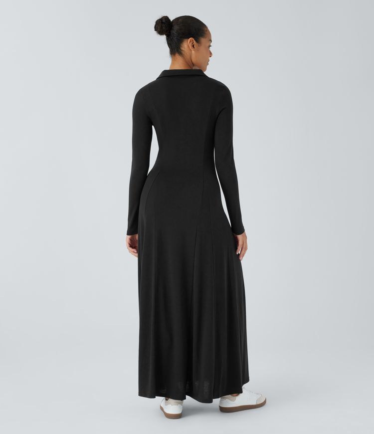 Long Sleeve Flare Maxi Casual Dress