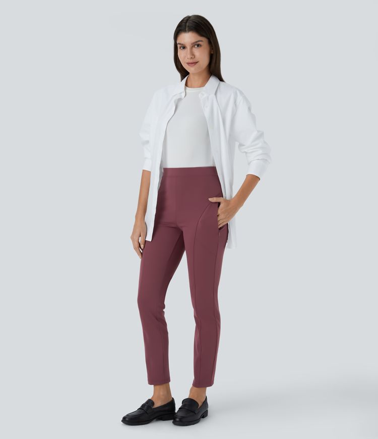 Halara Flex™ High Waisted Side Zipper Pocket Skinny Ankle Length Work Pants