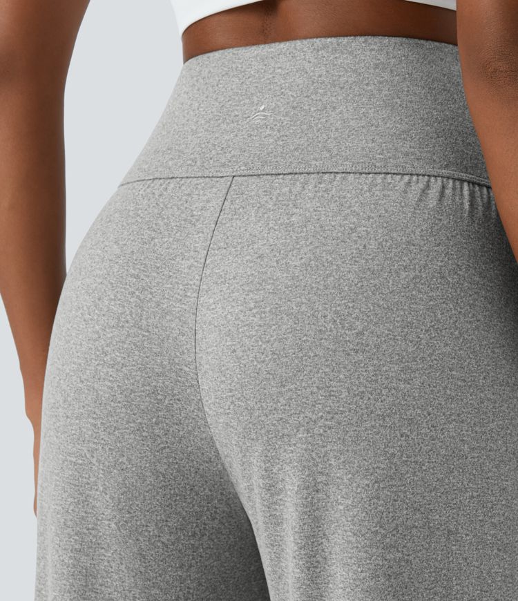 Pantalón yoga tiro alto recto bolsillo lateral pliegue