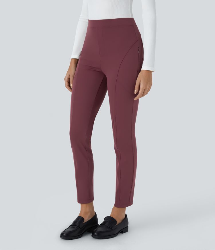 Halara Flex™ High Waisted Side Zipper Pocket Skinny Ankle Length Work Pants