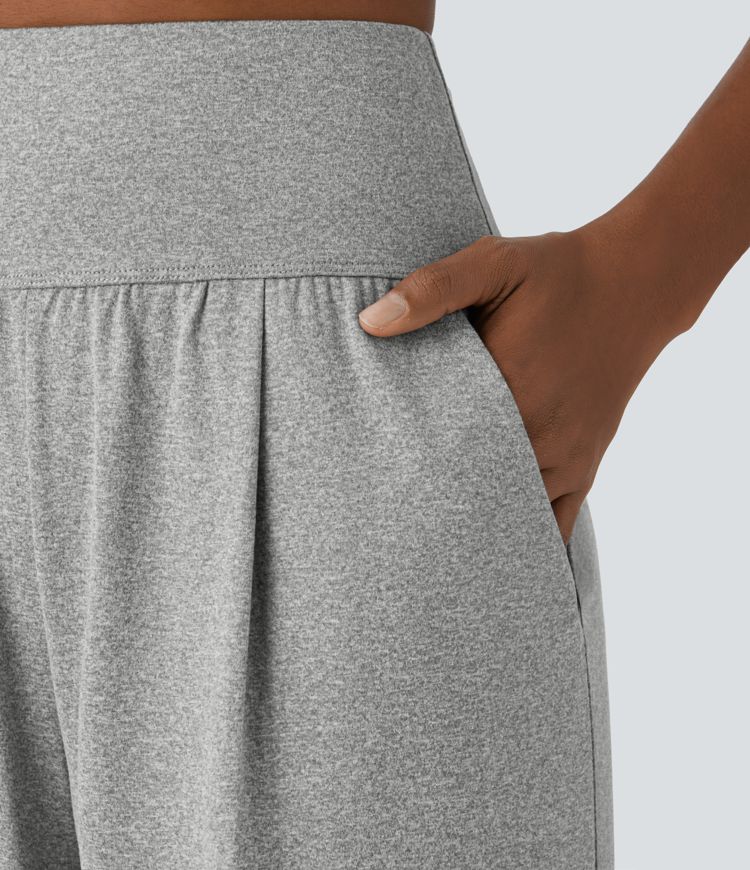 Pantalón yoga tiro alto recto bolsillo lateral pliegue