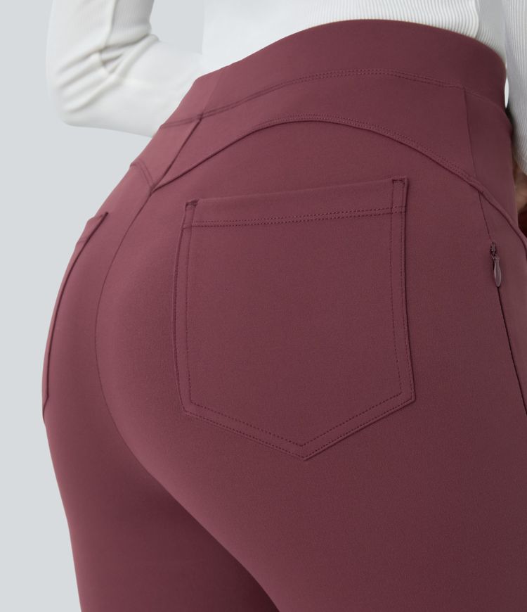 Halara Flex™ High Waisted Side Zipper Pocket Skinny Ankle Length Work Pants
