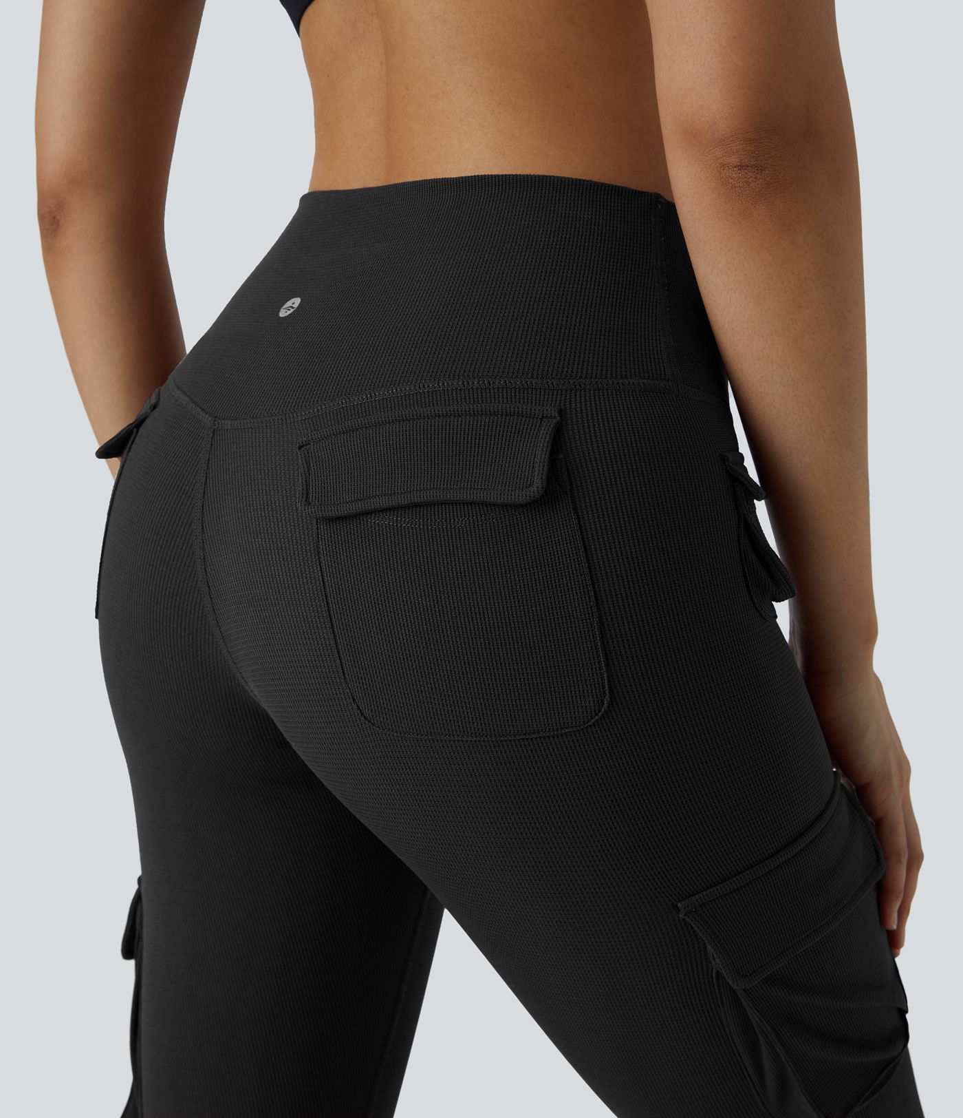 High Waisted Multiple Pockets Waffle 7/8 Yoga Leggings