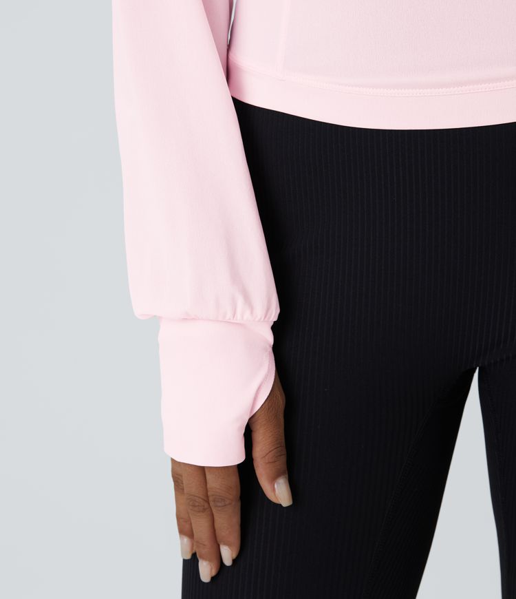 Round Neck Thumb Hole Slim Yoga Sports Top