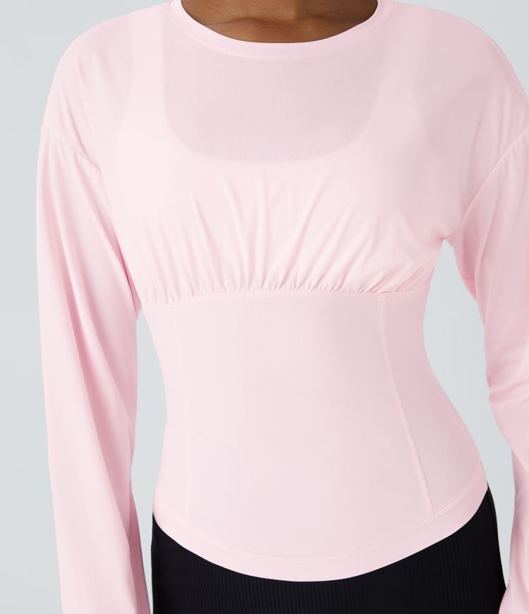 Round Neck Thumb Hole Slim Yoga Sports Top