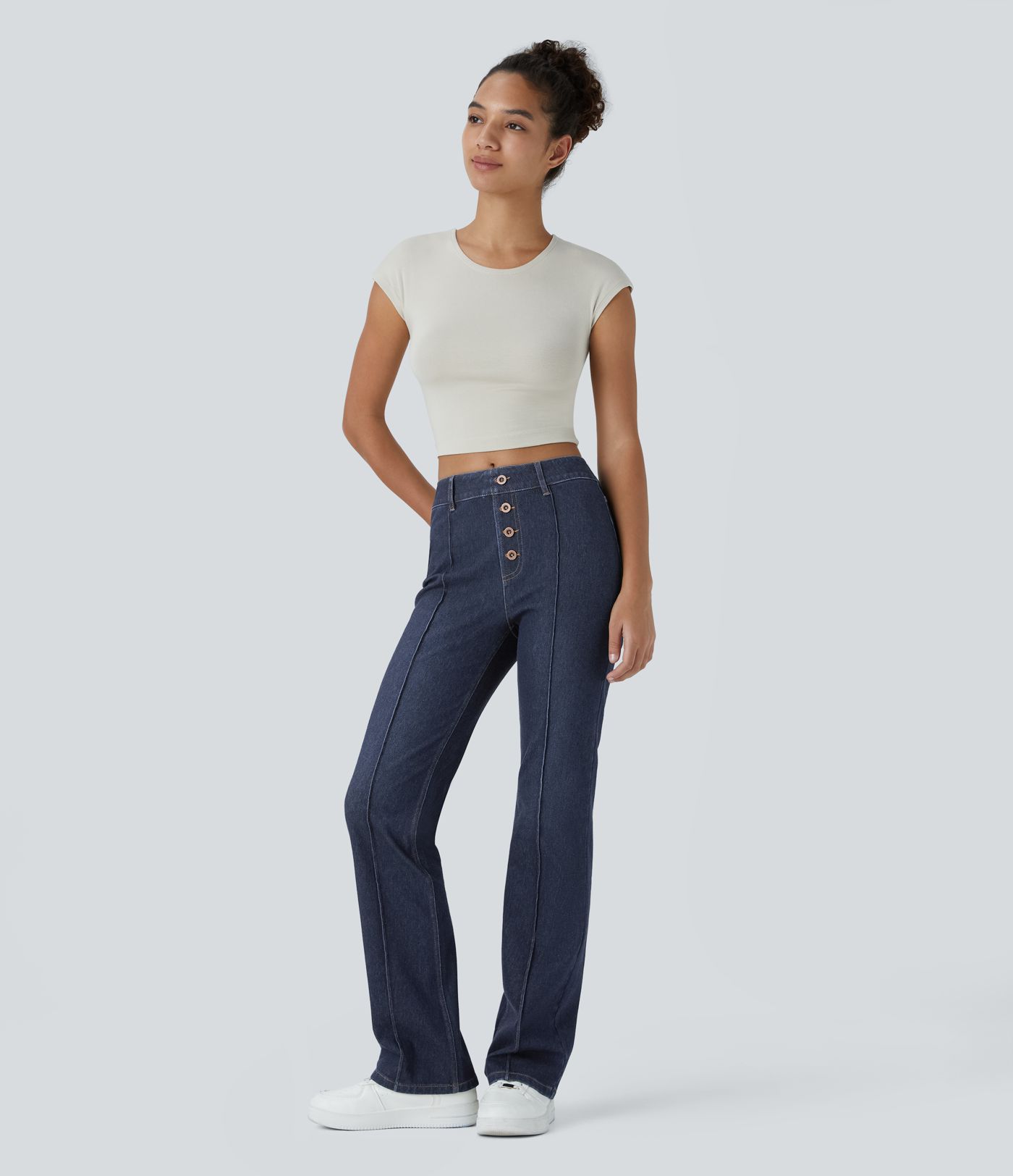 Halara Flex™ Mid Rise Decorative Pockets Casual Bootcut Jeans