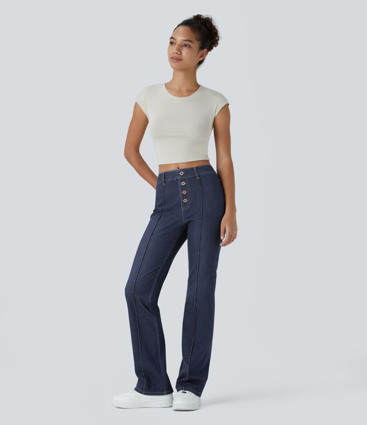 Halara Flex™ Mid Rise Decorative Pockets Casual Bootcut Jeans